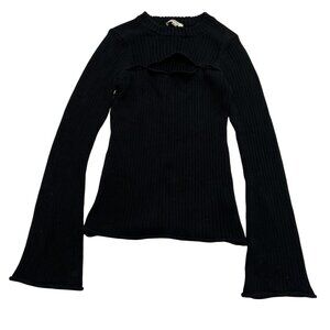 L'Agence Pasha Ribbed Cutout Sweater In Black